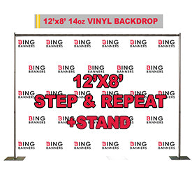12' x 8' Step and Repeat Banner with Stand