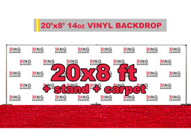 20'x8' Step and Repeat Banner with Stand and Red Carpet 1