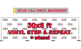 30'x8' Step and Repeat Banner with Stand