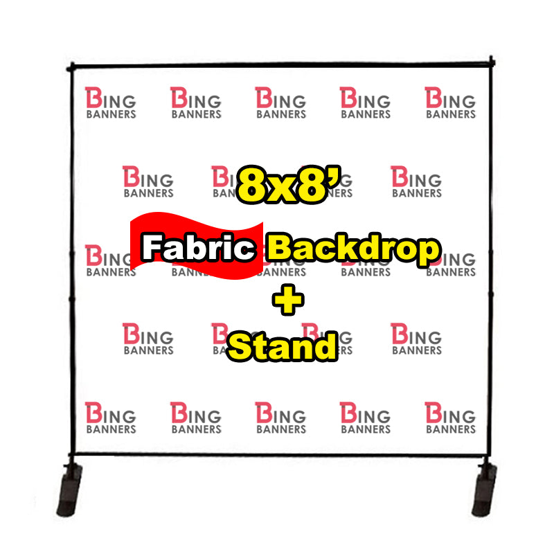 8'x8' Fabric Step and Repeat Banner with Stand