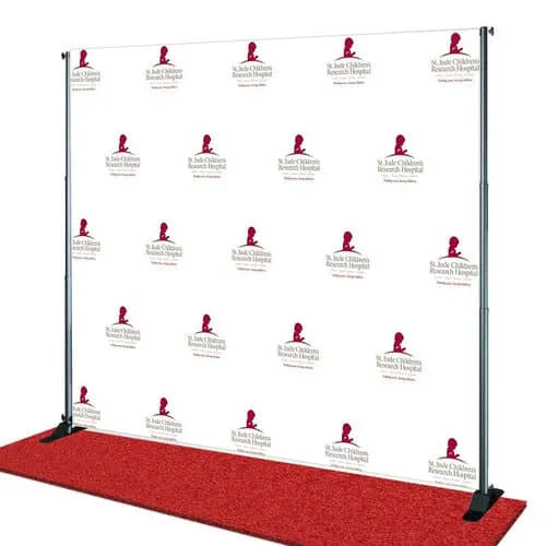 10'x8' Vinyl Step and Repeat Banner with Stand and Red Carpet
